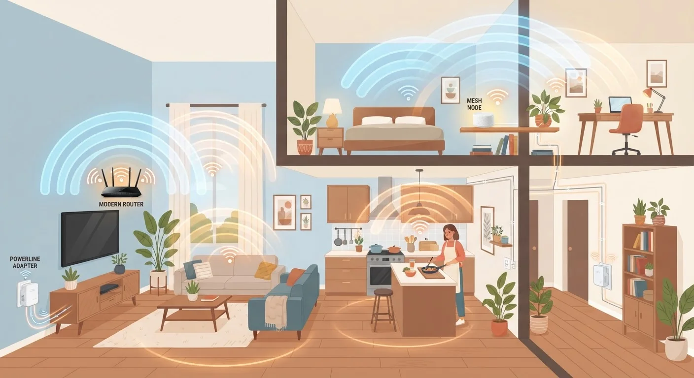 Expanding Wi-Fi Coverage: Range Extenders, Powerline Adapters, and Mesh Nodes