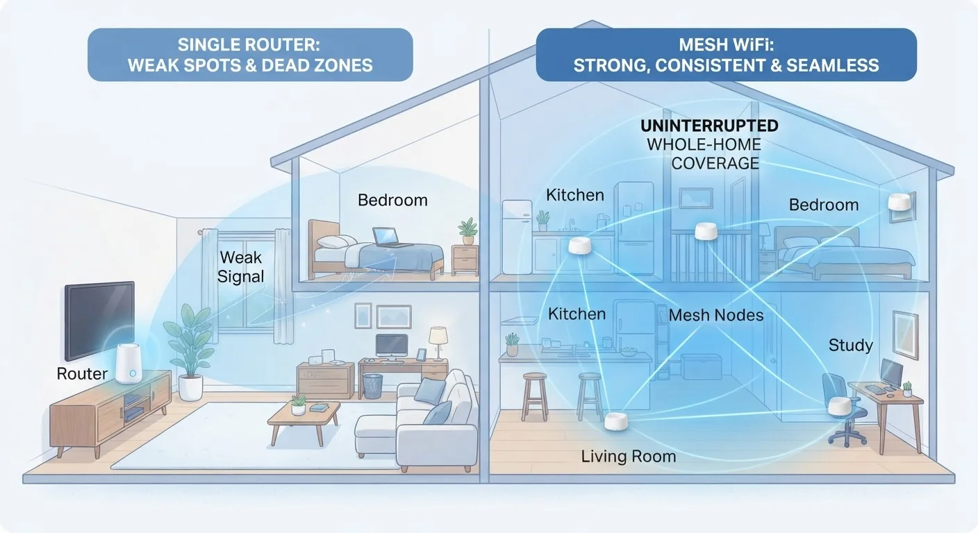 Mesh Networks vs. Traditional Routers: What Changes and What Doesn't